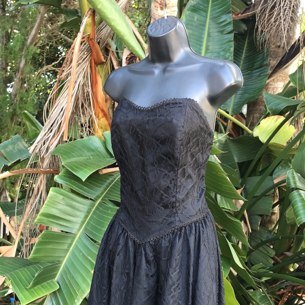 Vintage lace strapless drop waist corset dress